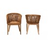 Baxton Studio Mario Modern Bohemian Natural Brown Finished Teak Wood and Rattan 2-Piece Dining Chair Set - Front and Back Angle