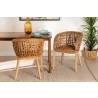 Baxton Studio Mario Modern Bohemian Natural Brown Finished Teak Wood and Rattan 2-Piece Dining Chair Set - Lifestyle