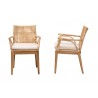 Baxton Studio Storsel Modern Bohemian Natural Brown Finished Teak Wood and Rattan 2-Piece Dining Chair Set - Front and Side Angle