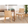 Baxton Studio Storsel Modern Bohemian Natural Brown Finished Teak Wood and Rattan 2-Piece Dining Chair Set - Lifestyle