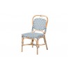 Baxton Studio Luciana Modern French Blue and White Weaving Natural Rattan Bistro Chair - Front Side Angle
