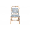 Baxton Studio Luciana Modern French Blue and White Weaving Natural Rattan Bistro Chair - Front Angle