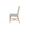 Baxton Studio Luciana Modern French Blue and White Weaving Natural Rattan Bistro Chair - Side Angle