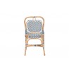 Baxton Studio Luciana Modern French Blue and White Weaving Natural Rattan Bistro Chair - Back Angle