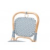 Baxton Studio Luciana Modern French Blue and White Weaving Natural Rattan Bistro Chair - Closeup Top Angle