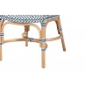 Baxton Studio Luciana Modern French Blue and White Weaving Natural Rattan Bistro Chair - Closeup Base Angle