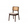 Baxton Studio Dannon Mid-Century Modern Grey Fabric and Walnut Brown Finished Wood 7-Piece Dining Set - Chair in Front Side Angle