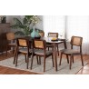 Baxton Studio Dannon Mid-Century Modern Grey Fabric and Walnut Brown Finished Wood 7-Piece Dining Set - Lifestyle