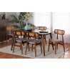 Baxton Studio Tarana Mid-Century Modern Grey Fabric and Walnut Brown Finished Wood 7-Piece Dining Set - Lifestyle