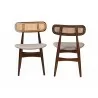 Baxton Studio Tarana Mid-Century Modern Grey Fabric and Walnut Brown Finished Wood 2-Piece Dining Chair Set - Front and Back Angle - Baxton Studio Tarana Mid-Century Modern Grey Fabric and Walnut Brown Finished Wood 2-Piece Dining Chair Set - Front and Back Angle