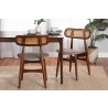 Baxton Studio Tarana Mid-Century Modern Grey Fabric and Walnut Brown Finished Wood 2-Piece Dining Chair Set - Lifestyle