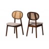 Baxton Studio Darrion Mid-Century Modern Grey Fabric and Walnut Brown Finished Wood 2-Piece Dining Chair Set - Front Side and Back Side Angle