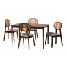 Baxton Studio Darrion Mid-Century Modern Grey Fabric and Walnut Brown Finished Wood 5-Piece Dining Set - Set in Front Side Angle