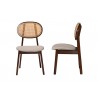 Baxton Studio Darrion Mid-Century Modern Grey Fabric and Walnut Brown Finished Wood 2-Piece Dining Chair Set - Front and Side Angle