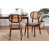 Baxton Studio Darrion Mid-Century Modern Grey Fabric and Walnut Brown Finished Wood 2-Piece Dining Chair Set - Lifestyle