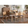 Baxton Studio Dannon Mid-Century Modern Grey Fabric and Natural Oak Finished Wood 7-Piece Dining Set - Lifestyle