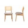 Baxton Studio Dannon Mid-Century Modern Grey Fabric and Natural Oak Finished Wood 2-Piece Dining Chair Set - Front and Side Angle
