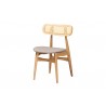 Baxton Studio Tarana Mid-Century Modern Grey Fabric and Natural Oak Finished Wood 7-Piece Dining Set - Chair in Front Side Angle