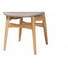 Baxton Studio Tarana Mid-Century Modern Grey Fabric and Natural Oak Finished Wood 7-Piece Dining Set - Seat in Closeup Base Angle