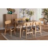 Baxton Studio Tarana Mid-Century Modern Grey Fabric and Natural Oak Finished Wood 7-Piece Dining Set - Lifestyle