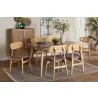 Baxton Studio Tarana Mid-Century Modern Grey Fabric and Natural Oak Finished Wood 7-Piece Dining Set - Lifestyle - Baxton Studio Tarana Mid-Century Modern Grey Fabric and Natural Oak Finished Wood 7-Piece Dining Set - Lifestyle