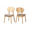Baxton Studio Darrion Mid-Century Modern Grey Fabric and Natural Oak Finished Wood 2-Piece Dining Chair Set - Front Side and Back Side Angle