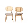 Baxton Studio Darrion Mid-Century Modern Grey Fabric and Natural Oak Finished Wood 2-Piece Dining Chair Set - Front and Back Angle