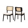 Baxton Studio Dannon Mid-Century Modern Cream Fabric and Black Finished Wood 2-Piece Dining Chair Set - Front Side and Back Side Angle