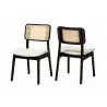 Baxton Studio Dannon Mid-Century Modern Cream Fabric and Black Finished Wood 2-Piece Dining Chair Set - Front Side and Back Side Angle - Baxton Studio Dannon Mid-Century Modern Cream Fabric and Black Finished Wood 2-Piece Dining Chair Set - Front Side and Back Side Angle