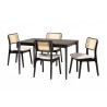 Baxton Studio Dannon Mid-Century Modern Cream Fabric and Black Finished Wood 5-Piece Dining Set - Set in Front Side Angle