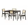 Baxton Studio Dannon Mid-Century Modern Cream Fabric and Black Finished Wood 5-Piece Dining Set - Set in Front Side Angle - Baxton Studio Dannon Mid-Century Modern Cream Fabric and Black Finished Wood 5-Piece Dining Set - Set in Front Side Angle