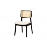 Baxton Studio Dannon Mid-Century Modern Cream Fabric and Black Finished Wood 7-Piece Dining Set  - Chair in Front Side Angle