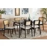Baxton Studio Dannon Mid-Century Modern Cream Fabric and Black Finished Wood 7-Piece Dining Set  - Lifestyle - Baxton Studio Dannon Mid-Century Modern Cream Fabric and Black Finished Wood 7-Piece Dining Set  - Lifestyle