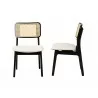 Baxton Studio Dannon Mid-Century Modern Cream Fabric and Black Finished Wood 2-Piece Dining Chair Set - Front and Side Angle - Baxton Studio Dannon Mid-Century Modern Cream Fabric and Black Finished Wood 2-Piece Dining Chair Set - Front and Side Angle