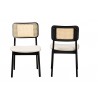 Baxton Studio Dannon Mid-Century Modern Cream Fabric and Black Finished Wood 2-Piece Dining Chair Set - Front and Back Angle