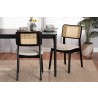Baxton Studio Dannon Mid-Century Modern Cream Fabric and Black Finished Wood 2-Piece Dining Chair Set - Lifestyle