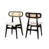 Baxton Studio Tarana Mid-Century Modern Cream Fabric and Black Finished Wood 2-Piece Dining Chair Set - Front Side and Back Side Angle