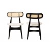 Baxton Studio Tarana Mid-Century Modern Cream Fabric and Black Finished Wood 2-Piece Dining Chair Set - Front and Back Angle