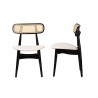 Baxton Studio Tarana Mid-Century Modern Cream Fabric and Black Finished Wood 2-Piece Dining Chair Set - Front and Side Angle