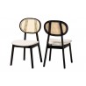 Baxton Studio Darrion Mid-Century Modern Cream Fabric and Black Finished Wood 2-Piece Dining Chair Set - Front Side and Back Side Angle