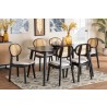 Baxton Studio Darrion Mid-Century Modern Cream Fabric and Black Finished Wood 7-Piece Dining Set - Lifestyle