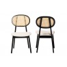 Baxton Studio Darrion Mid-Century Modern Cream Fabric and Black Finished Wood 2-Piece Dining Chair Set - Front and Back Angle