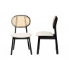 Baxton Studio Darrion Mid-Century Modern Cream Fabric and Black Finished Wood 2-Piece Dining Chair Set - Front and Side Angle