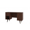 Edgar 1-Drawer Mid Century Office Desk in Dark Brown - White BG