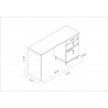 Minetta 2-Shelf Mid Century Office Desk in White - Dimensions