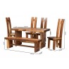 Baxton Bali and Pari Lin Suar Wood 6-piece Dining Set - With Dimensions