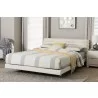 Baxton Studio Alfie Boucle Floating Bed with Channel Tufted Headboard - Lifestyle - Baxton Studio Alfie Boucle Floating Bed with Channel Tufted Headboard - Lifestyle