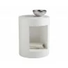 Sunpan Beacon End Table - High Gloss White - Front Side Angle with Decor - Sunpan Beacon End Table - High Gloss White - Front Side Angle with Decor