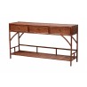 Baxton Studio Bali and Pari Brier Marbled Tortoise Natural Rattan Console Table - Angled