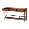 Baxton Studio Bali and Pari Brier Marbled Tortoise Natural Rattan Console Table - Angled and Opened